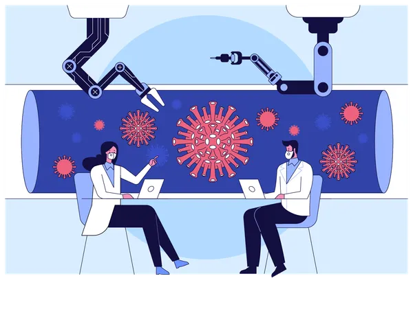 Un scientifique utilise la technologie robotique pour lutter contre le coronavirus  Illustration