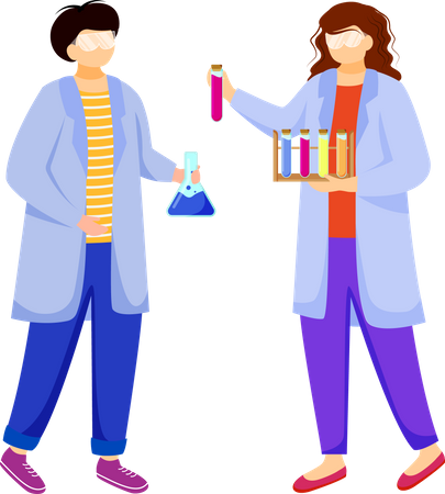 Scientifiques en blouse de laboratoire  Illustration