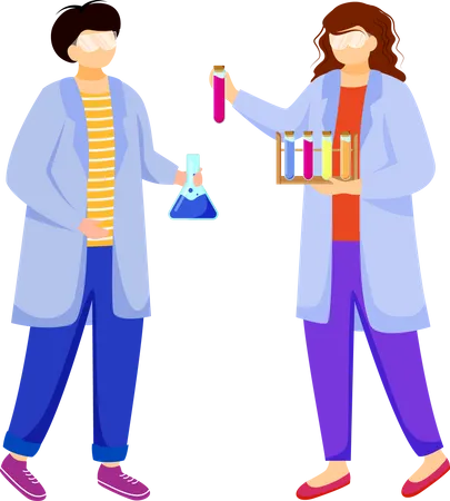 Scientifiques en blouse de laboratoire  Illustration