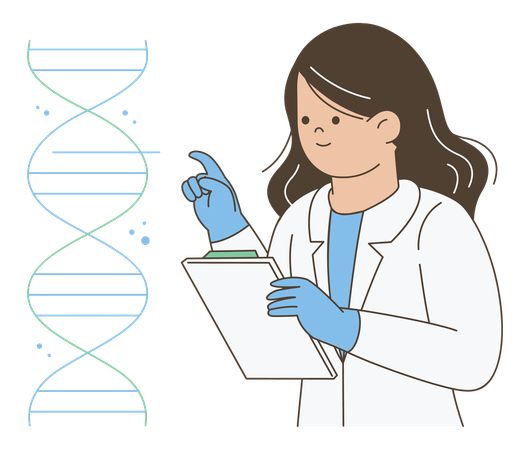 Scientist Analyzing DNA Molecule  Illustration