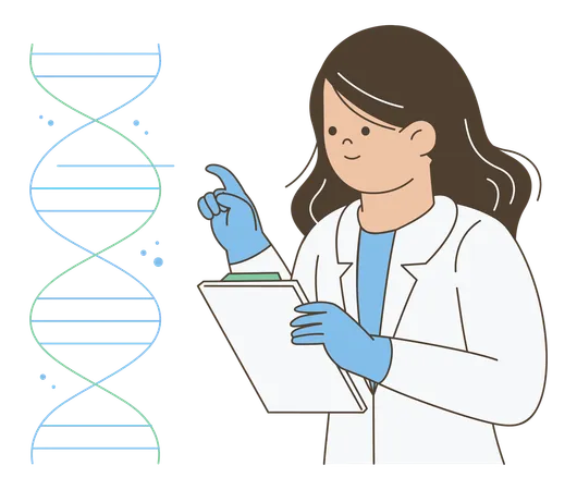 Scientist Analyzing DNA Molecule  Illustration