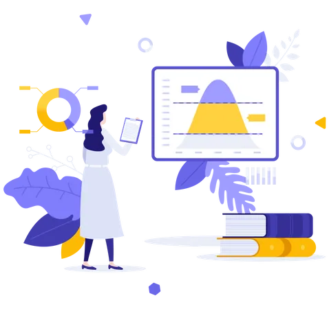 Scientist Analyzing Gaussian Distribution Graphs And Diagrams Concept Of Statistics Studies Statistical Data Analysis And Research Probability Theory Modern Flat Vector Illustration For Banner Illustration