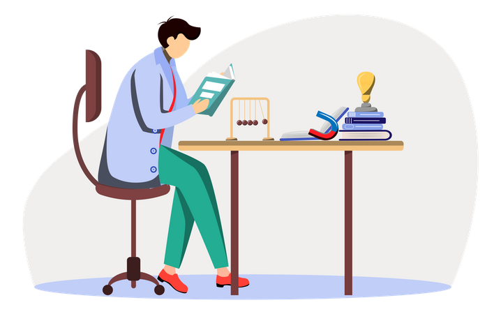 Scientist At His Working Place Illustration
