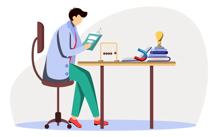 Scientist At His Working Place  Illustration