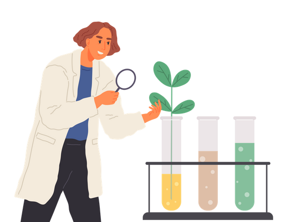 Scientist biologist makes laboratory analysis with equipment  Illustration