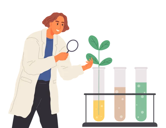 Scientist biologist makes laboratory analysis with equipment  Illustration