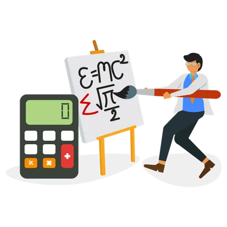 Scientist calculating formulas  Illustration