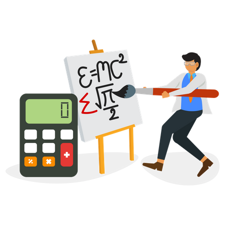 Scientist calculating formulas  Illustration