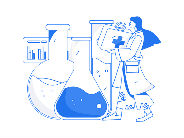 Scientist carries out chemical experiments  Illustration
