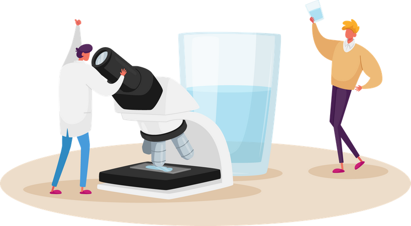 Scientist checking drinking water purity  Illustration