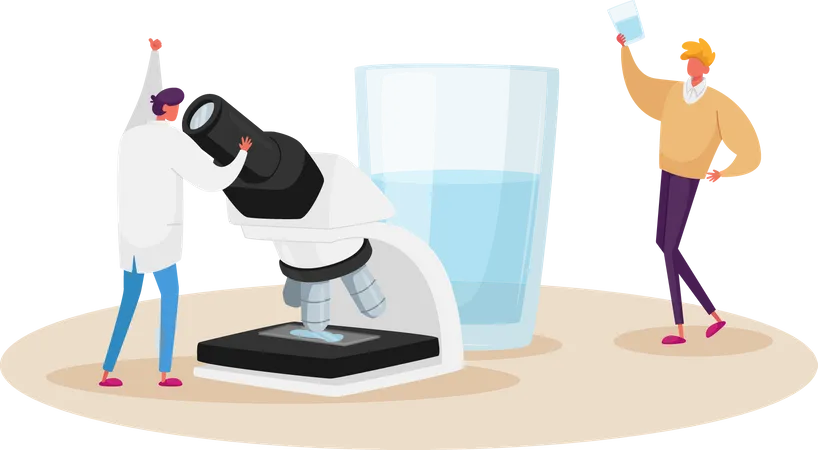 Scientist checking drinking water purity  Illustration