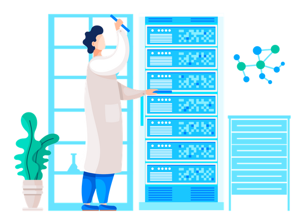 Scientist checking results of test  Illustration