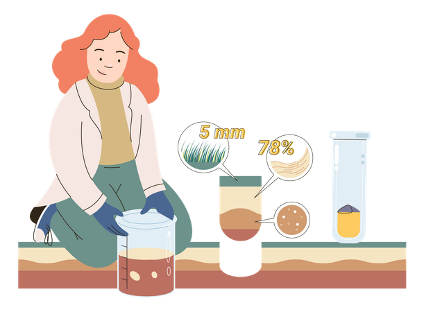 Scientist collecting different soil types  Illustration