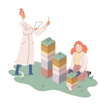 Scientist collecting soil data  Illustration