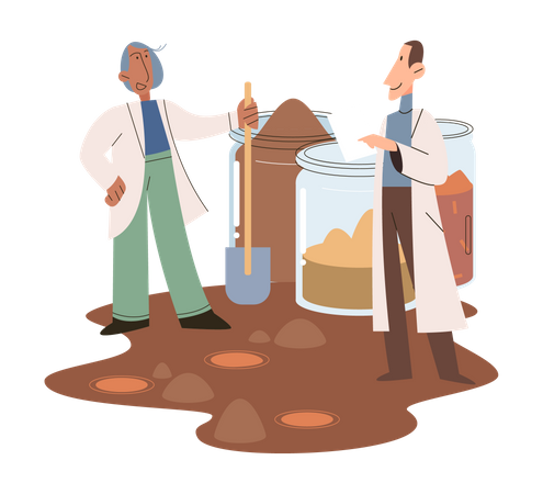 Scientist collecting soil samples  Illustration