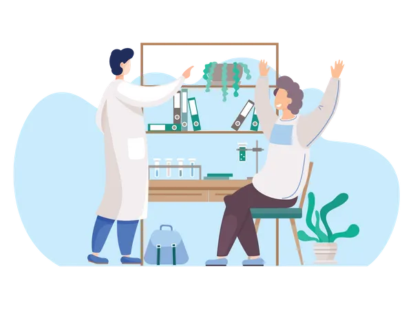 Scientist completing successful experiment  Illustration
