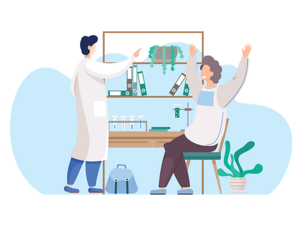 Scientist completing successful experiment  Illustration