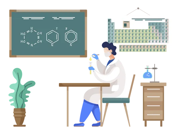 Scientist Conducting Research in Laboratory  Illustration