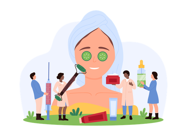 Scientist conducting skincare experiment  Illustration