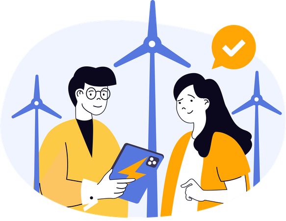 Scientist conducting wind energy experiments  Illustration