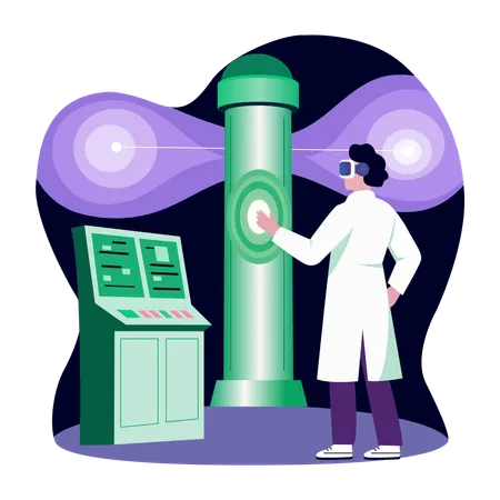Scientist creates space portal  Illustration