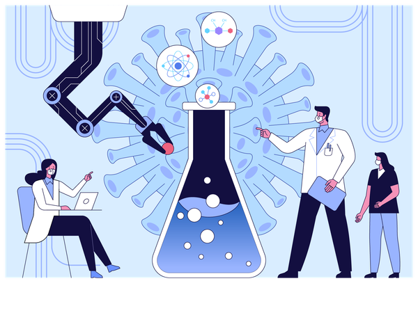 Scientist creating chemical for covid virus  Illustration