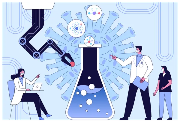 Scientist creating chemical for covid virus  Illustration