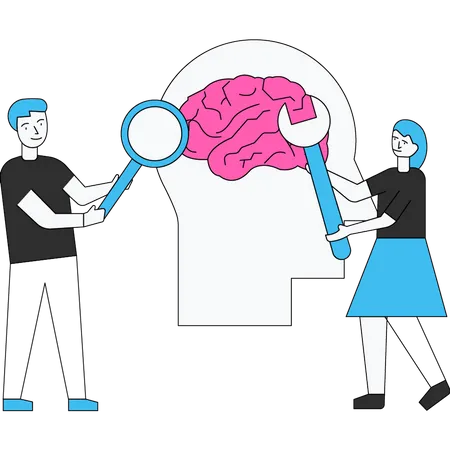 Scientist developing artificial smart brain Illustration