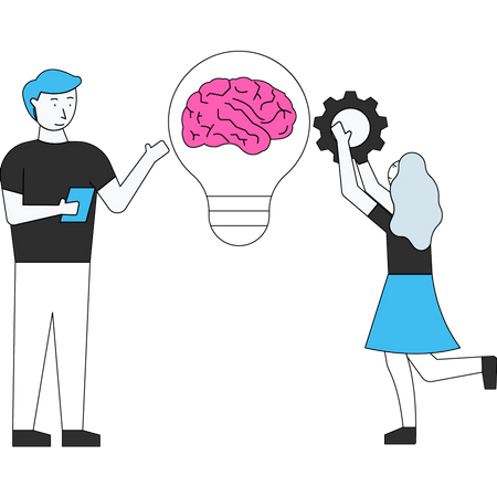 Scientist developing brain idea  Illustration