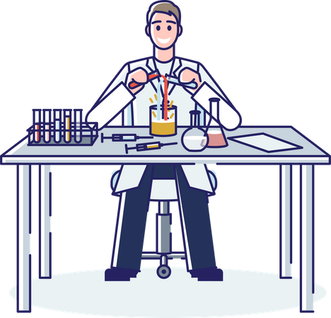 Scientist Developing Medicine  Illustration