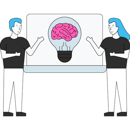 Scientist discussing about ai brain  Illustration