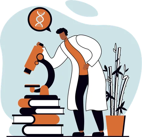 Scientist Doctor Checking Dna Testing  Illustration