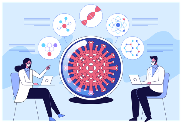 Scientist doing analysis of coronavirus  Illustration