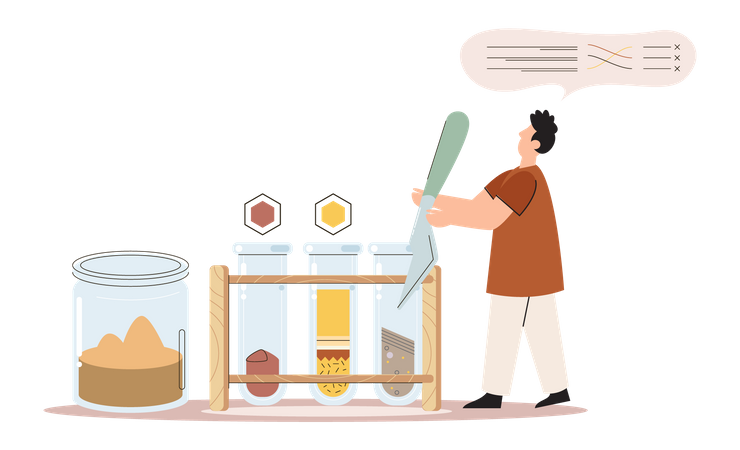 Scientist doing analysis on soil pollution  Illustration