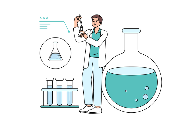 Scientist doing chemical experiment  Illustration