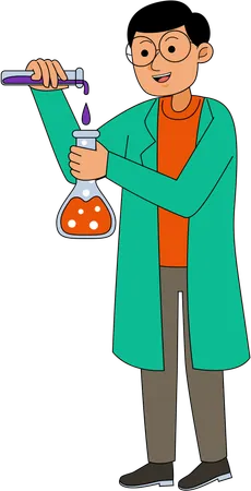 Scientist doing chemical experiment  Illustration