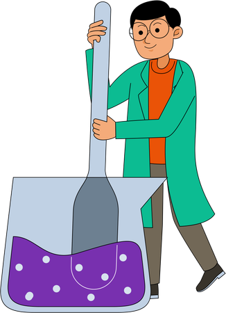Scientist doing chemical experiment in laboratory  Illustration