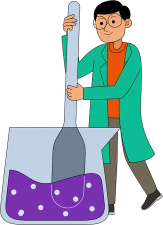 Scientist doing chemical experiment in laboratory  Illustration