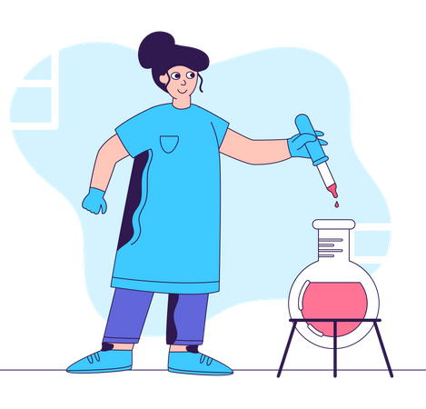 Scientist doing chemical test Illustration
