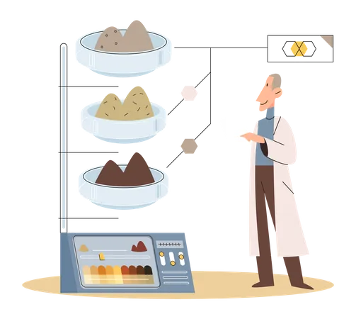 Scientist doing different soil types research  Illustration