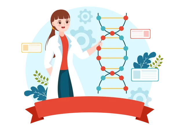 Scientist doing DNA experiment Illustration