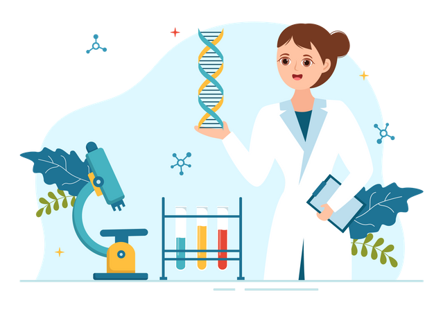 Scientist doing DNA testing  Illustration