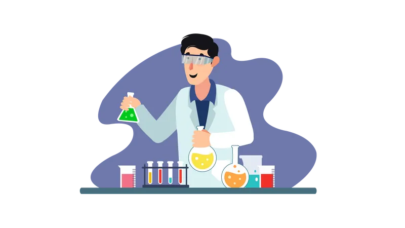 Scientist doing Experiment Illustration