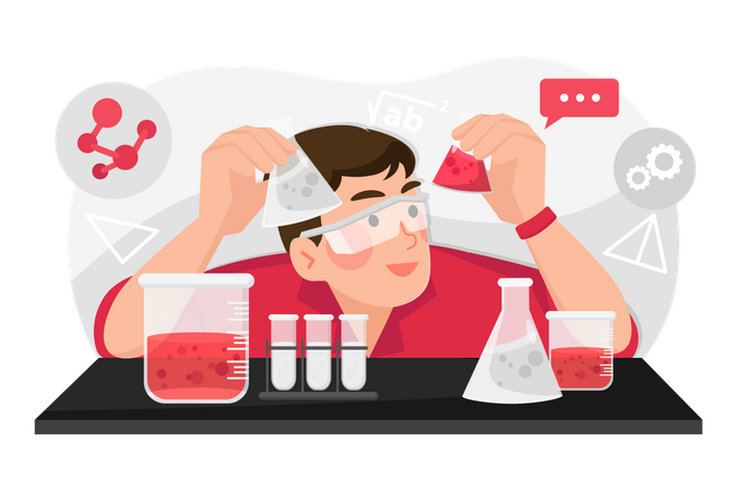 Scientist doing experiment  일러스트레이션