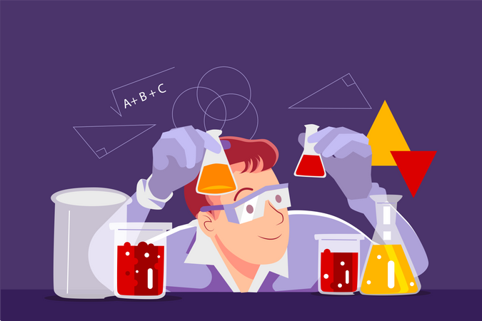 Scientist doing experiment  일러스트레이션