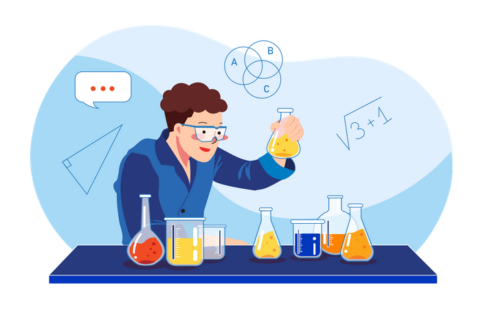 Scientist doing experiment  일러스트레이션