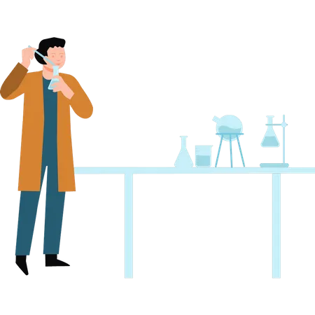 Scientist doing experiment in laboratory  Illustration