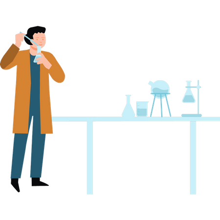 Scientist doing experiment in laboratory  Illustration