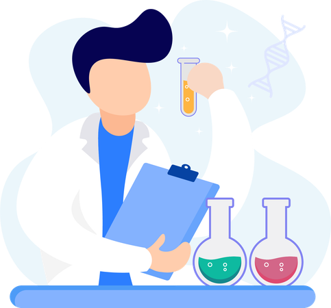 Scientist Doing Experiment in Science Lab  Illustration