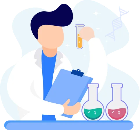 Scientist Doing Experiment in Science Lab  Illustration